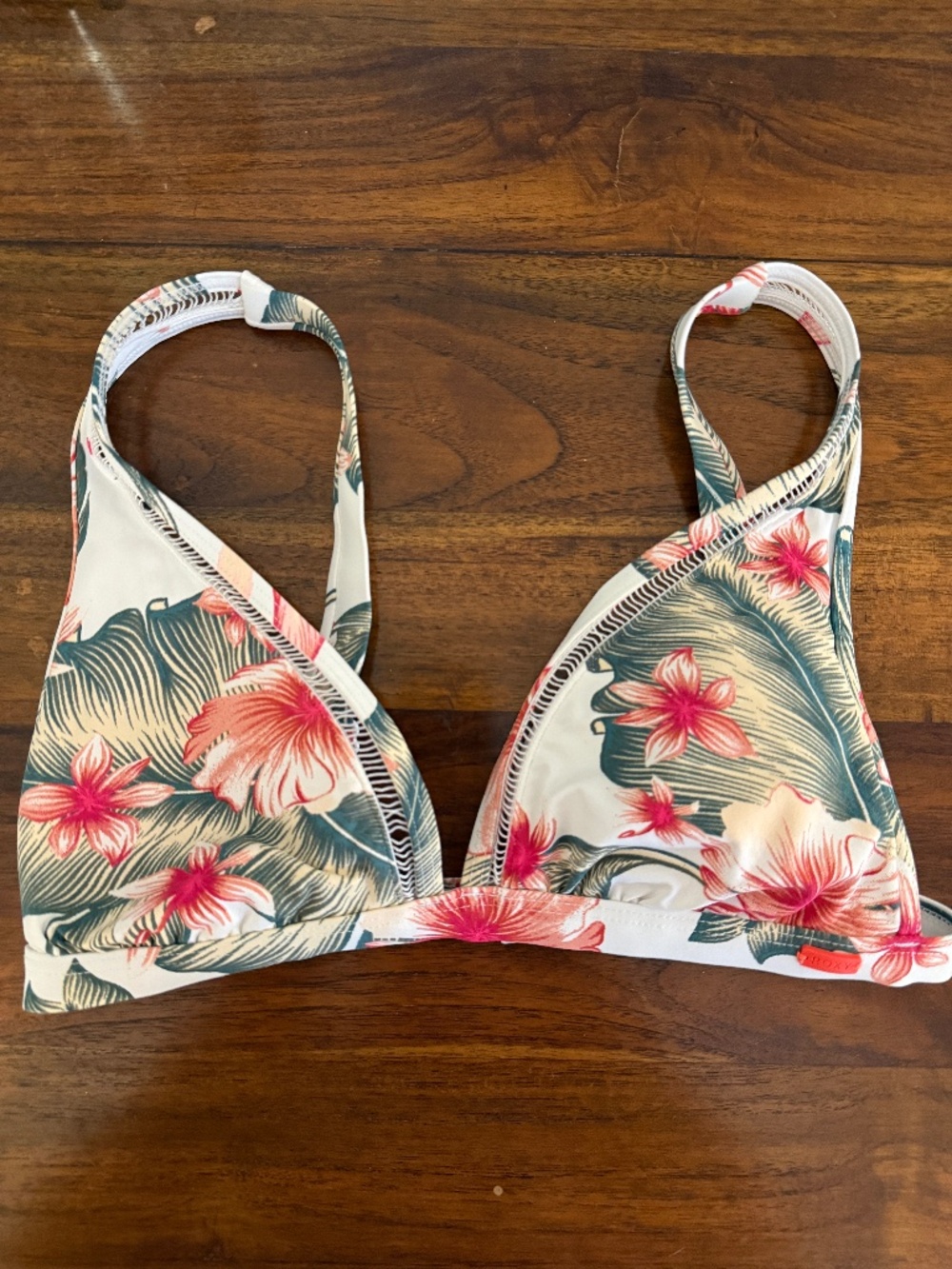 Roxy Tropical Floral Triangle Bikini Top Size Small